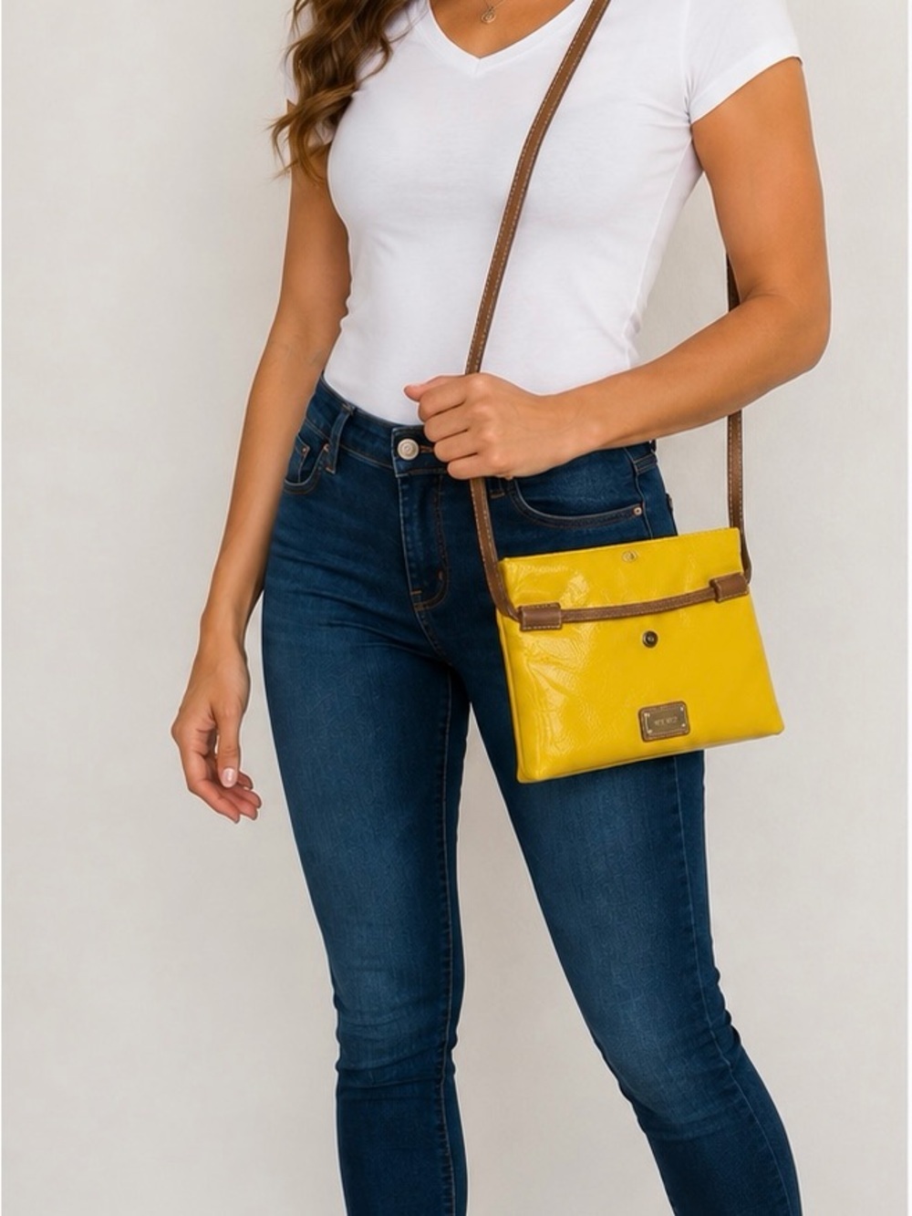 Nine West Yellow Foldover Crossbody Bag NWT